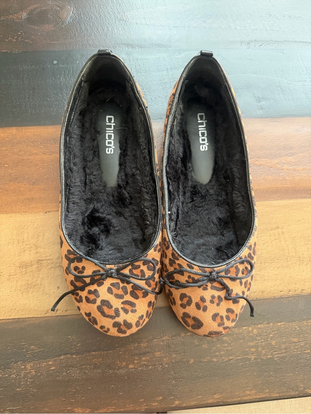 Chico's Leopard-Print Faux Fur Lined Ballet Flats - Black & Brown
